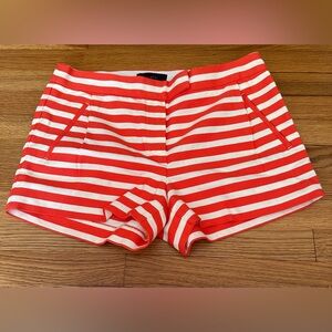 J. CREW size 6, orange and white striped shorts. NWOT!